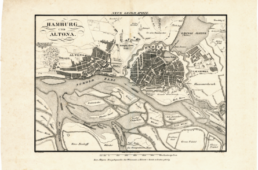 Historische Karte Hamburgs und Altonas mit Elb-Armen